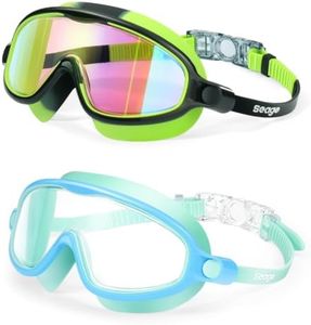 Seago 2 Pack Swim Goggles for Kids 3-14 Anti-Fog & UV Wide View Boys Girls