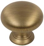 25 Pack - Cosmas 4950BAB Brushed Antique Brass Cabinet Hardware Round Mushroom Knob - 1-1/4" Diameter