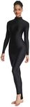 OVIGILY Adult High Neck Long Sleeve Dance Unitard for Women Bodysuits, Black, Medium