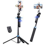UBeesize 70'' Auto Face Tracking Tripod 360° Rotation with Stand, Phone Tripod with Fill Light, Selfie Stick & Phone Stand for Recording, Vlog/Live Stream/Video/TikTok, Compatible with iPhone/Android