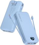 citicr Portable Charger 20000mAh PD20W w/Built-in Cables & Wall Plug Blue