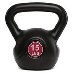 TKO Kettle Bell— Gym- Durability- Fitness- Cross Training- Weightlifting- Bodybuilding- All Purpose Equipment- Plastic Coating (15 LBS)