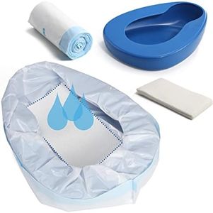 ONEDONE Bed Pan Set with 20 Pack Disposable Liners and Super Absorbent Pads, Heavy Duty Bedpan for Elderly Women and Men