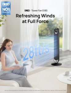 DREO 42" Smart Tower Fan – 9-Speed Bladeless, Silent, WiFi/Alexa, Oscillating