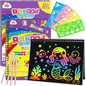 ZMLM Scratch Paper Art-Crafts Gift: 2 Pack Rainbow Notebooks Supplies Toys