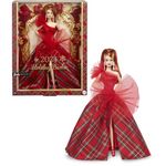 Barbie 2024 Holiday Dolls, Seasonal Collector Toy, Signature, Plaid Gown with Red Bow, Displayable Packaging, Red Hair