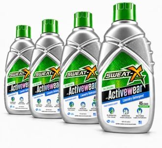SWEAT X Original Activewear Laundry Detergent Liquid - Natural Washing Detergent for Activewear & Gym Clothes - Non Toxic Laundry Detergent for Sensitive Skin - Concentrated, 45 Loads (4 Bottles)
