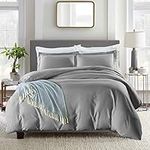 Home Beyond & HB design - 3 Piece Duvet Cover Set, 1 Duvet Cover with Zipper Closure Corner Ties Plus 2 Pillow Shams, Ultra Soft Lightweight Brushed Microfiber - Queen or Full or Double Size, Drak Grey