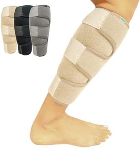 Vive Calf Brace - Adjustable Shin Splint Support - Lower Leg Compression Wrap Increases Circulation, Reduces Muscle Swelling - Calf Sleeve for Men and Women - Pain Relief (Beige)