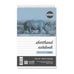 Rhino Shorthand Notebook, 160 Page / 8mm Lined Notepad, 1 Pack, Reporters Spiral Notebook, Wirebound Writing Pad