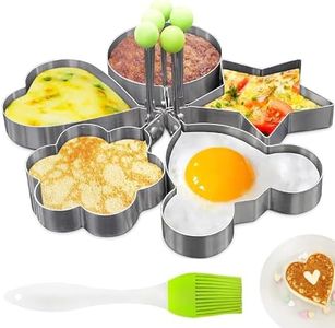 Egg Ring Molds for Cooking - 5Pcs Stainless Steel Ring Mold Egg Rings for Griddle - Heart, Flower, Star Egg Round Ring Set Mickey Mouse Kitchen Accessories Breakfast Kit Egg Molds Heart Pancake Mold