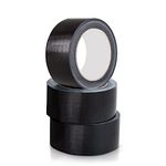 Pack of 3 Black Duct Tape 48mm x 45 Meter | Strong Adhesive Gaffer Tape Water Resistance | Black Tape Ideally Used to Repair Wrap Strong Packing Boxes | Grey Cloth Tape for Indoor/Outdoor