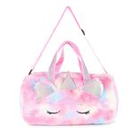 Sanjis Enterprise Fur Cute Cartoon Duffel Bag Handbag Fur Overnight Weekender Travel Bag Fancy Tote Picnic Dance Class Bag for Small Girls