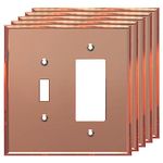 LIDER Reflective Acrylic Combination Wall Plate, Mirrored Double Switch Plate Combo Toggle Switch Decorator Outlet Cover Acrylic Glass Oversized 2-Gang 5.25" x 5.25" LWP-1131O-ARG5P, Rose Gold 5 Pack