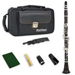 Montreux Concert Series Intermediate Advanced Bb Clarinet with Premium Carry Case, Mouthpiece, Reed, two Barrels - Ebony Wood, 17 Silver Plated Keys, B Flat