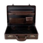 AR BRAND EST. 2021 Deluxe Faux Leather Expandable Executive Attache Case Briefcase Black AR Premium (Dark Brown)