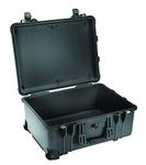 PELI 1560 Protective Hard Case With Wheels, IP67 Watertight and Dustproof, 71L Capacity, Made in Germany, No Foam, Black