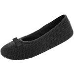 isotoner Women's Moisture Wicking and Suede Sole for Comfort Ballet Flat, Black, 8-Numeric_9