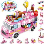 VINTOP STEM Building Sets for Girls, 553 PCS Ice Cream Trucks Toys for 7, 8, 9, 10, 11 Year Old Kids, 25 Models Food Van Cars Construction Building Block Kits, Birthday Toys Xmas Gifts for Aged 6-12 +