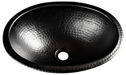 Monarch Abode 19103 Matte Black Hand Hammered Oval Drop-in Bathroom Vanity Sink (17 inches)