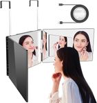 Armour Fit 3 Way Mirror with LED Lights, 360° Adjustable & Foldable Mirror, Portable Trifold Mirror with Free Set of Combs for Hair Styling, Cutting, Colouring, Makeup & Shaving