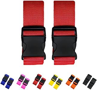 2 Pack Suitcase Straps, Bright Color Adjustable Luggage Belts, TSA Approved (Red)