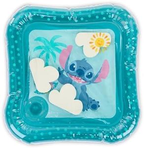 Bright Starts Disney Baby Stitch Water Mat, Making Waves Tummy Time Play Mat, 3 Floating Toys, Newborn+