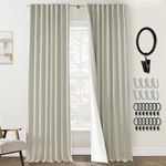 PANELSBURG Textured Window Treaments Curtain Sets,Blackout Room Darkening Burlap Farmhouse Primitive Rustic Curtain Panels for Living Room Bedroom,Set of 2 Pack,90 Inch Long,Greige Beige