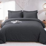 JOLLYVOGUE Dark Grey King Comforter Set 7 Pieces - Seersucker Bed in a Bag Bedding Set for All Seasons - Soft and Comfortable - Machine Washable