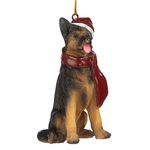 Design Toscano JH576320 German Shepherd Holiday Dog Christmas Tree Ornament Xmas Decorations, 8 cm, Polyresin, Full Color