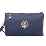 Womens Small Clutch Bags with Wristlet and Long Adjustable Strap (Dark Blue)