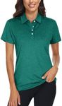 TACVASEN Golf Shirts for Women Quick Dry Collared Tennis Polo T-Shirts Women, E-Green, M