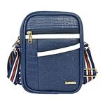 Pramadda Pure Luxury Italian Croco Vegan Leather Sling Bag For Men Women Travel | Stylish Mobile Side Crossbody Messenger Bag | Passport Documents Bags | Corporate Gift for men. (Midnight Blue)