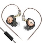 keephifi KZ EDX Pro in Ear Monitor with Mic Wired Headphones HiFi Stereo Stage Wired Earphone Dual DD IEM Earphones Earbuds with Detachable Cable for Musicians Audiophiles (Black, with Mic)