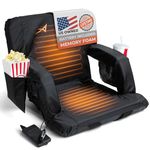 ACELETIQS Wide Double Heated Stadium Seats for Bleachers with Back Support – USB Battery Included - Upgraded 3 Levels of Heat - Foldable Chair - Cushioned, 4 Pockets, Cup Holder - Camping, Games