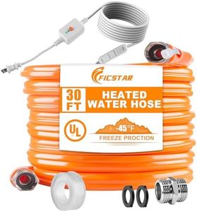 Ficstar 30FT Heated Water Hose for RV, Heated Drinking Water Hose Antifreeze to -45°F, Water Heater Thermostat with Self-regulating Function, 5/8" I.D. with 3/4" GHT Adapter, Lead and BPA Free,No Odor