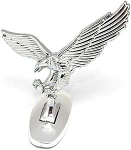 Qiyun Auto Parts Motorcycle 3D Emblem Car Logo Front Hood Ornament Car Cover Chrome Eagle Badge for Auto Car Silver-White