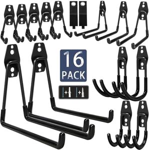 KOFANI Steel Garage Storage Hooks-16 Pack Black Heavy Duty Wall Mount Hooks