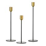 Romadedi Taper Candle Holders Black - Set of 3 Modern Decorative Iron Candlestick Holders for Taper Candles for Fireplace Mantel Dinning Table Home Wedding Decorations Matte Black (8.5/11/13'' Tall)