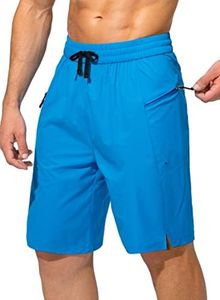 Men's Swim Trunks Quick Dry Board Shorts with Zipper Pockets Beach Shorts Bathing Suits for Men - No Mesh Liner(Lake Blue,4XL)