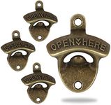 4 Pcs Bottle Opener Wall Mounted, Antique Metal Beer Bottle Top Openers Hardware With Mount Screws Set, Outdoor, Rustic, Cabinet, Bar (Vintage-Bronze)