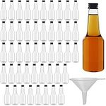 BELLE VOUS 48 Pack Mini Liquor Bottles - Reusable Plastic 100ml (3.4 fl oz) Empty Spirit Bottle with Black Screw Cap, Liquid Funnel for Easy Pouring, Filling - Bottles for Weddings & Parties