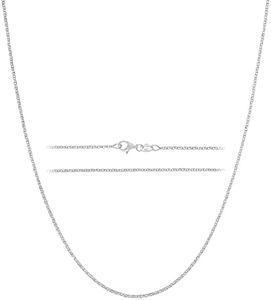 KISPER Silver Diamond Cut Cable Link Chain Necklace – Thin, Dainty, 925 Sterling Silver Jewelry for Women & Men with Lobster Clasp – Made in Italy, 18"