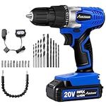 AVID POWER 20V MAX Lithium lon Cordless Drill Set, Power Drill Kit with Battery and Charger, 3/8-Inch Keyless Chuck, Variable Speed, 16 Position and 22pcs Drill Bits (Blue)