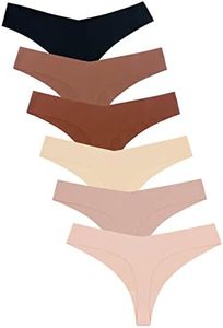 Dokeawo Womens Underwear Thongs, Seamless Underwear for Women, Stretch Panties Thongs No Show Ladies Underwear (CA/US, Alpha, Small, Medium, Regular, Regular, A-6pcs-coffee)