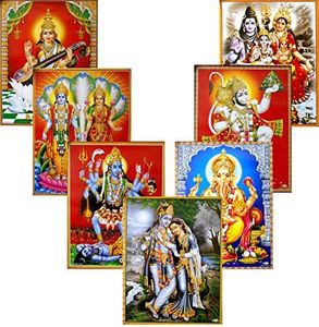 Wholesale Lot of 10 Hindu Gods and Goddess Reprint Posters : Size - 9x11 inches