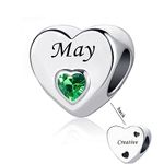 OutstandLong May Birthstone Love Heart Crystal Creative Birthday Bead for Pandora Bracelets