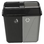 URBNLIVING 60L Duo Kitchen Bin Waste Garbage Can 2 Compartments With Bas Connectors (Black/Grey)