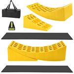 WADEO RV Leveler Blocks Kits, Camper Leveler Wheels Block with 2 Curved Leveler 2 Chocks and 2 Grip Mats for 30,000 LBS RV, Trailer, Camper