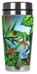 Mugzie 736-MAX "Red Toe Tree Frog" Stainless Steel Travel Mug with Insulated Wetsuit Cover, 20 oz, Black